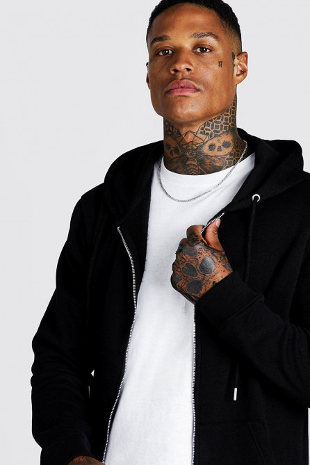 Basic Zip Through Fleece Hoodie