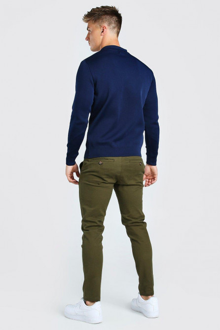 Textured Long Sleeve Half Zip Polo